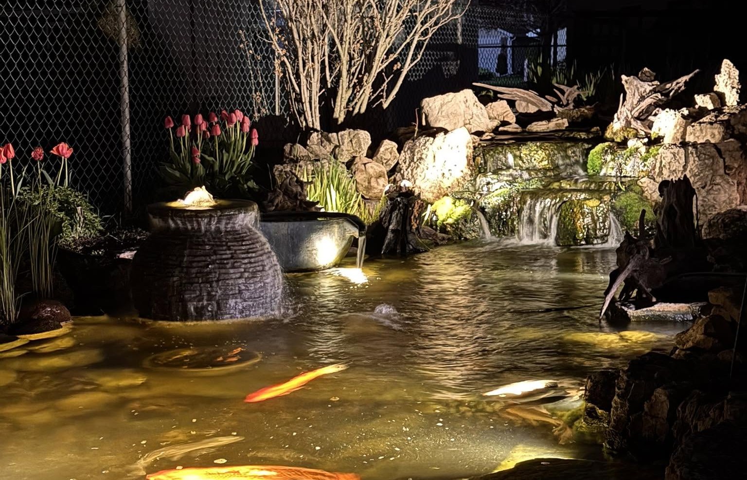 Lighting on Fountain for Nightime ambiance